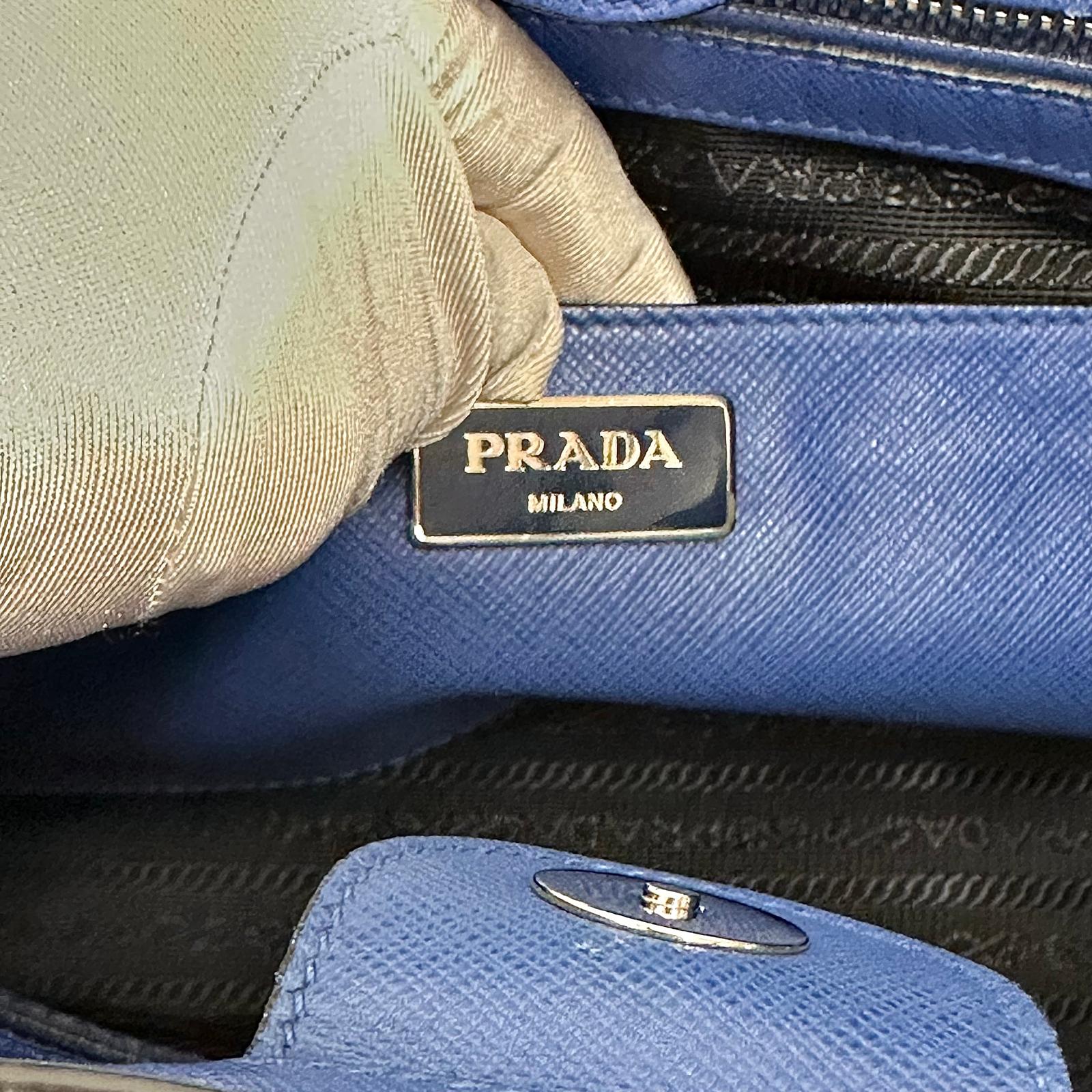 Prada Borsa a spalla Saffiano Lux Blu Cobalto