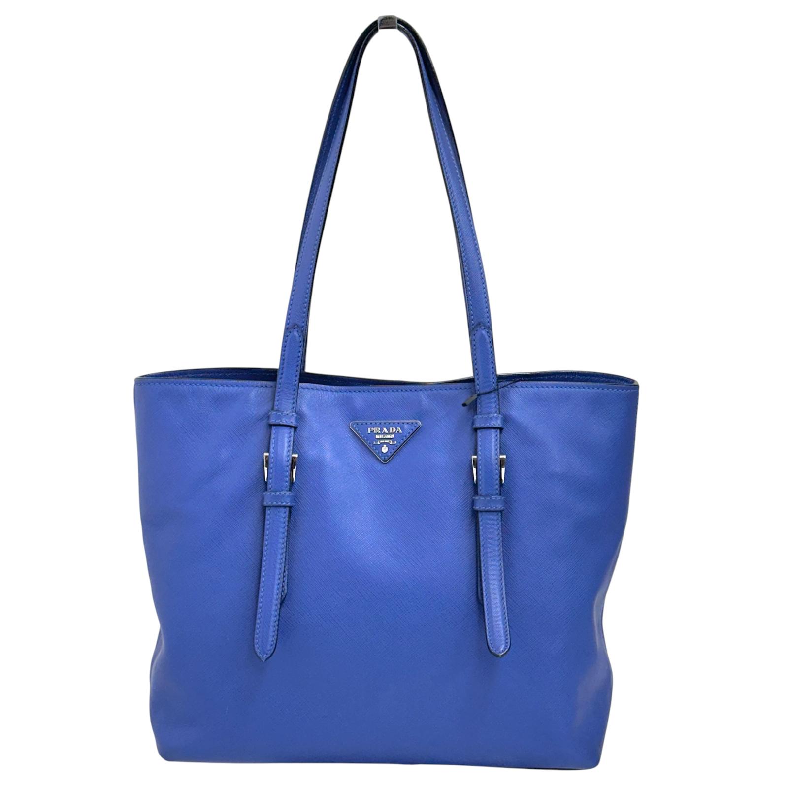Prada Borsa a spalla Saffiano Lux Blu Cobalto