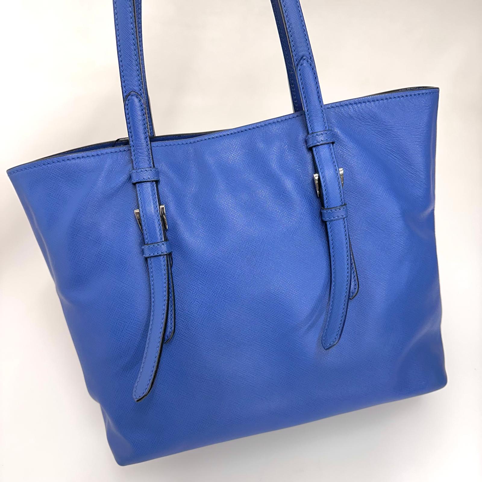 Prada Borsa a spalla Saffiano Lux Blu Cobalto