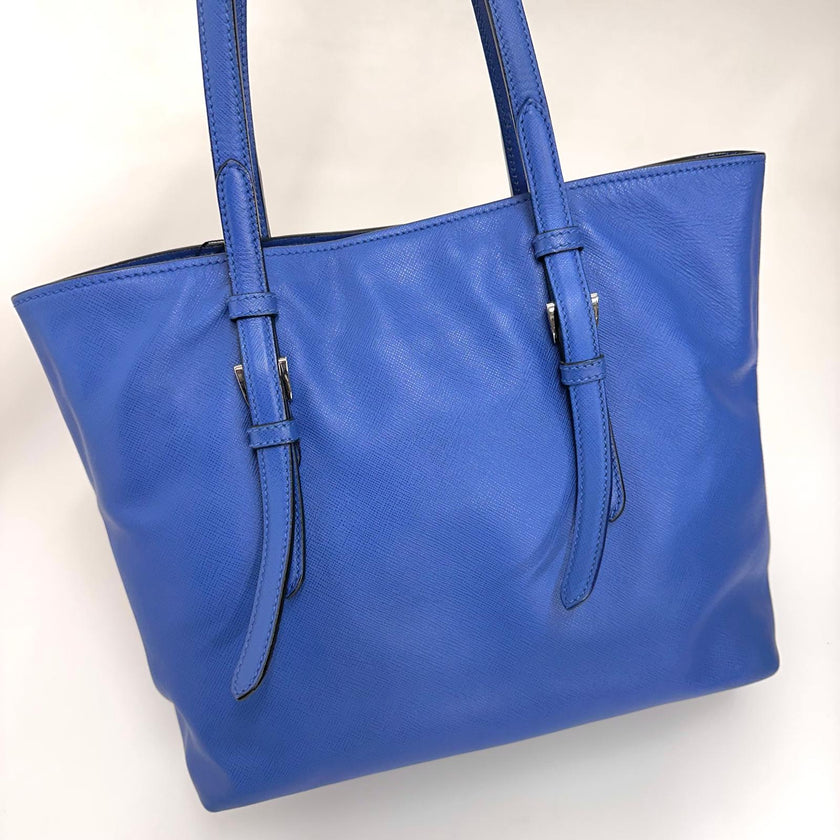 Prada Borsa a spalla Saffiano Lux Blu Cobalto
