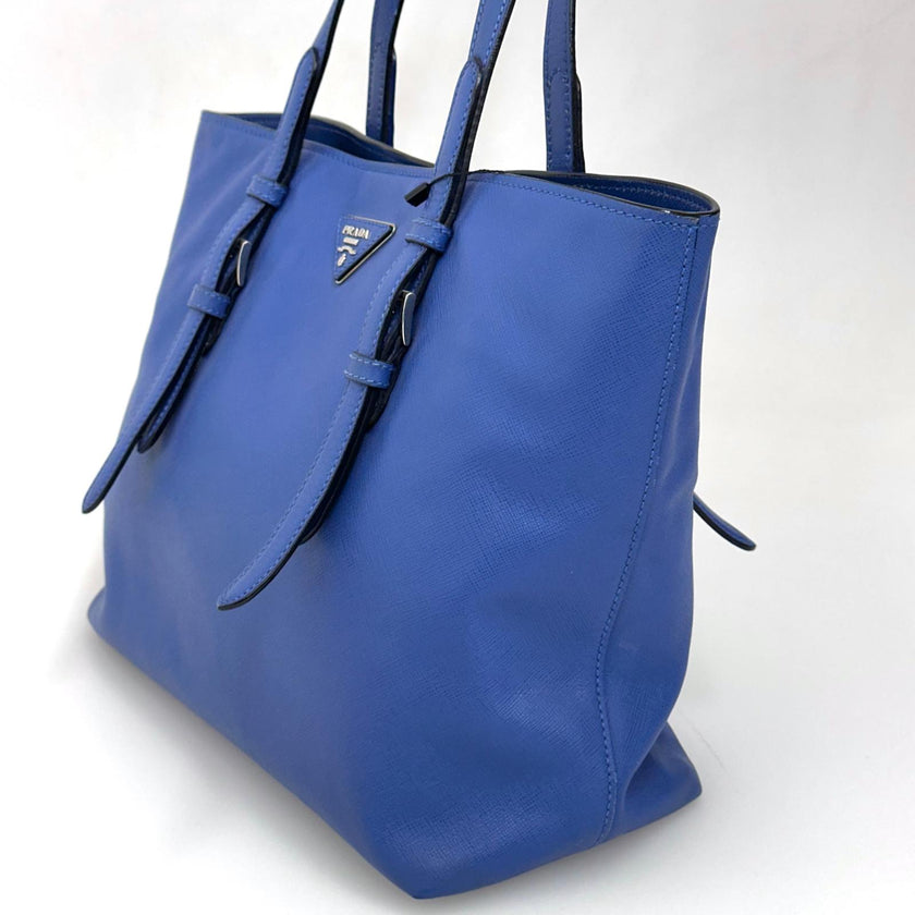 Prada Borsa a spalla Saffiano Lux Blu Cobalto