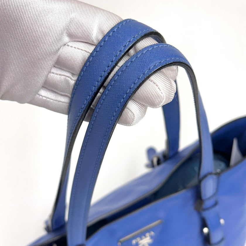 Prada Borsa a spalla Saffiano Lux Blu Cobalto