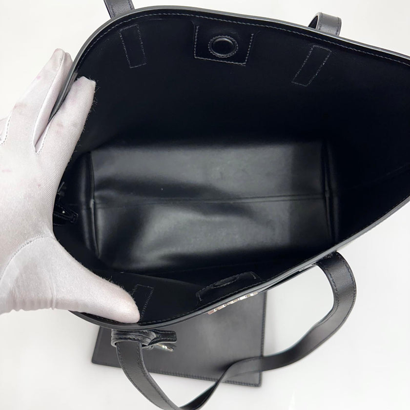 Prada Shopping Tote in Pelle Nera con Pochette Coordinata