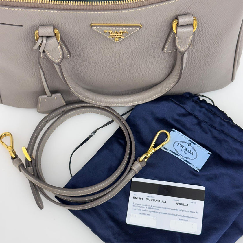 Prada Borsa Galleria Medium Saffiano Lux Pomice