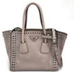 Prada borsa Twin Tote in Pelle Tortora con borchie