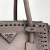 Prada borsa Twin Tote in Pelle Tortora con borchie