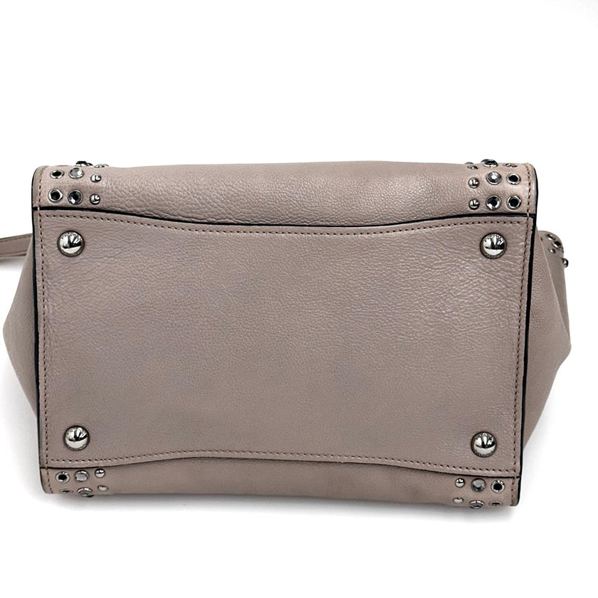 Prada borsa Twin Tote in Pelle Tortora con borchie