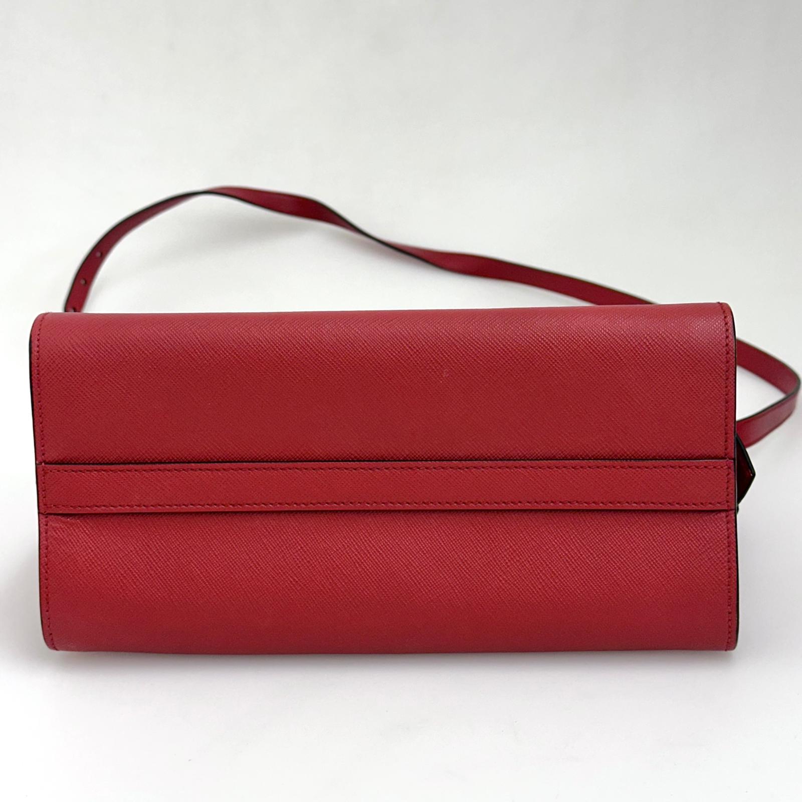 Prada borsa a mano Soft Calf Saffiano Fuoco con tracolla