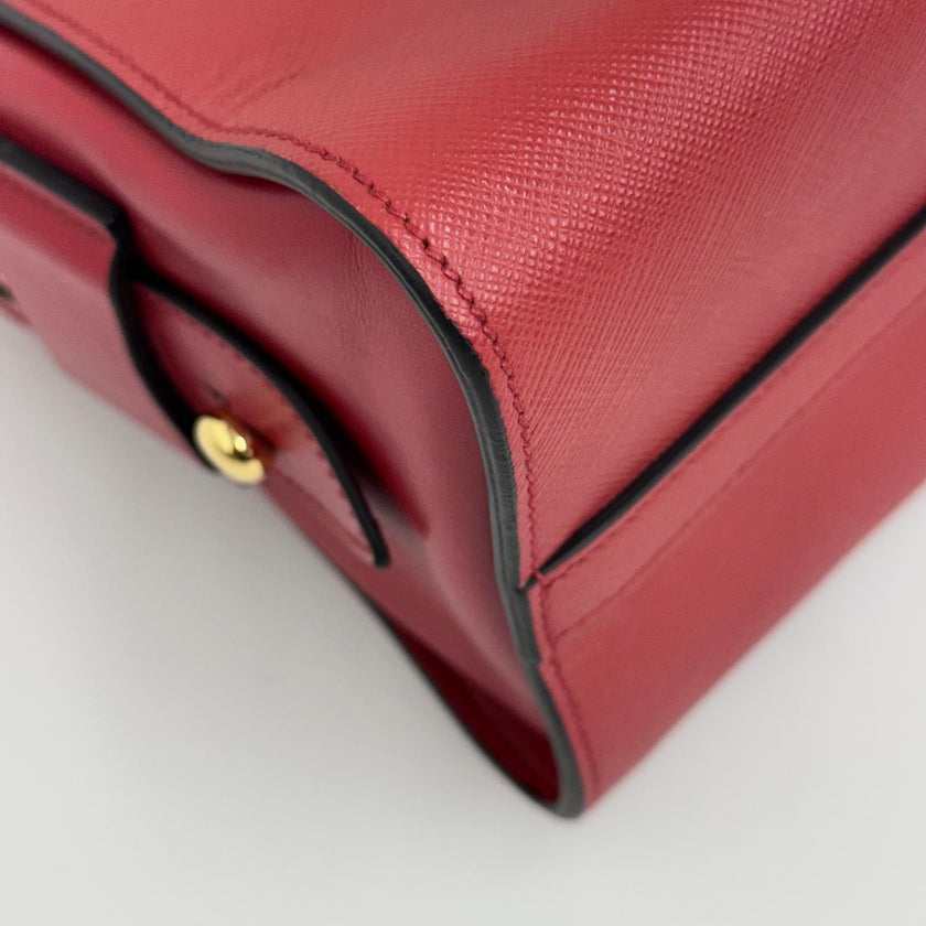 Prada borsa a mano Soft Calf Saffiano Fuoco con tracolla