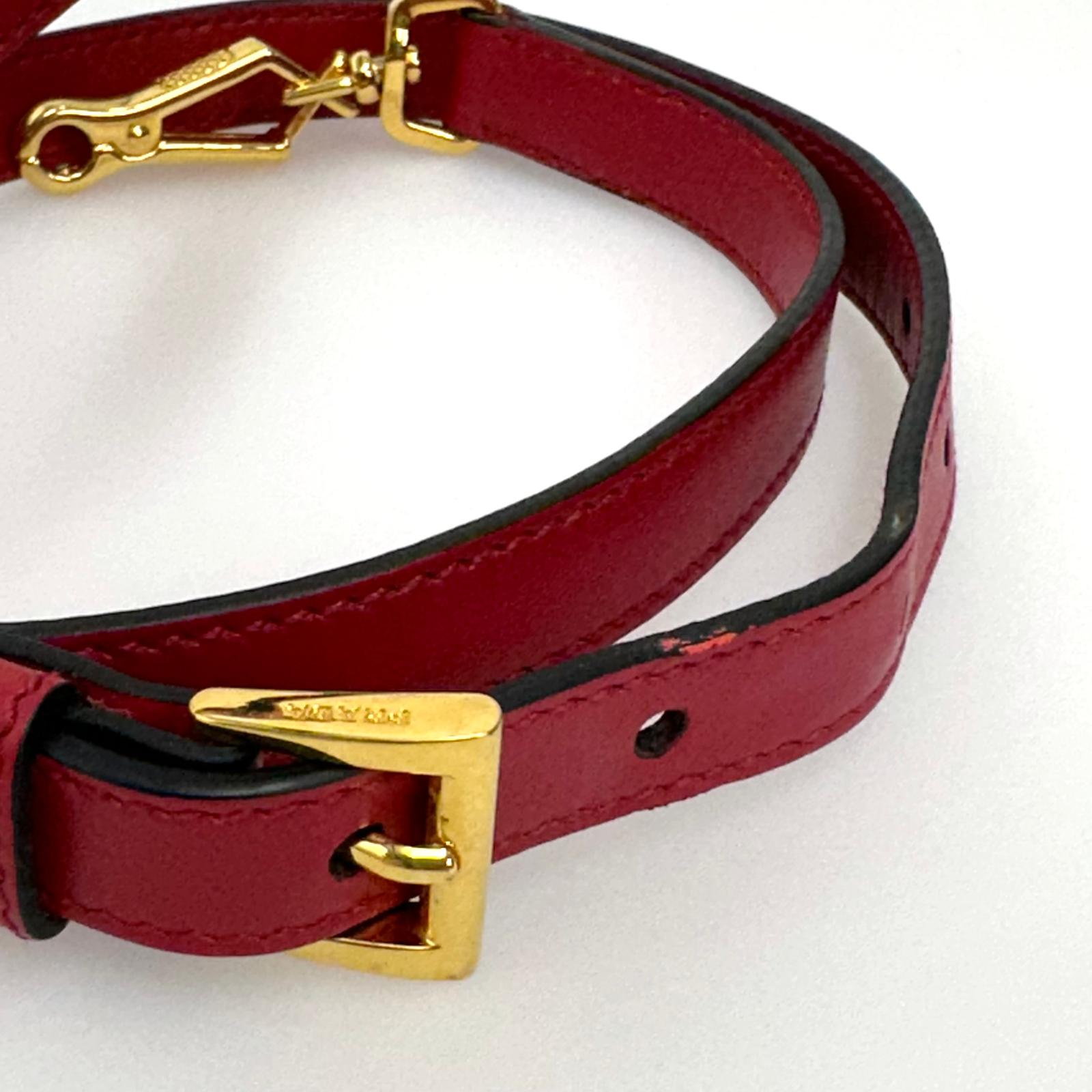 Prada borsa a mano Soft Calf Saffiano Fuoco con tracolla