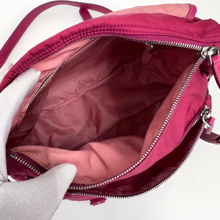 Prada borsa tracolla messenger Tessuto + Saffiano fucsia
