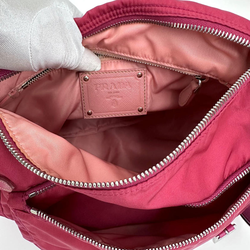 Prada borsa tracolla messenger Tessuto + Saffiano fucsia