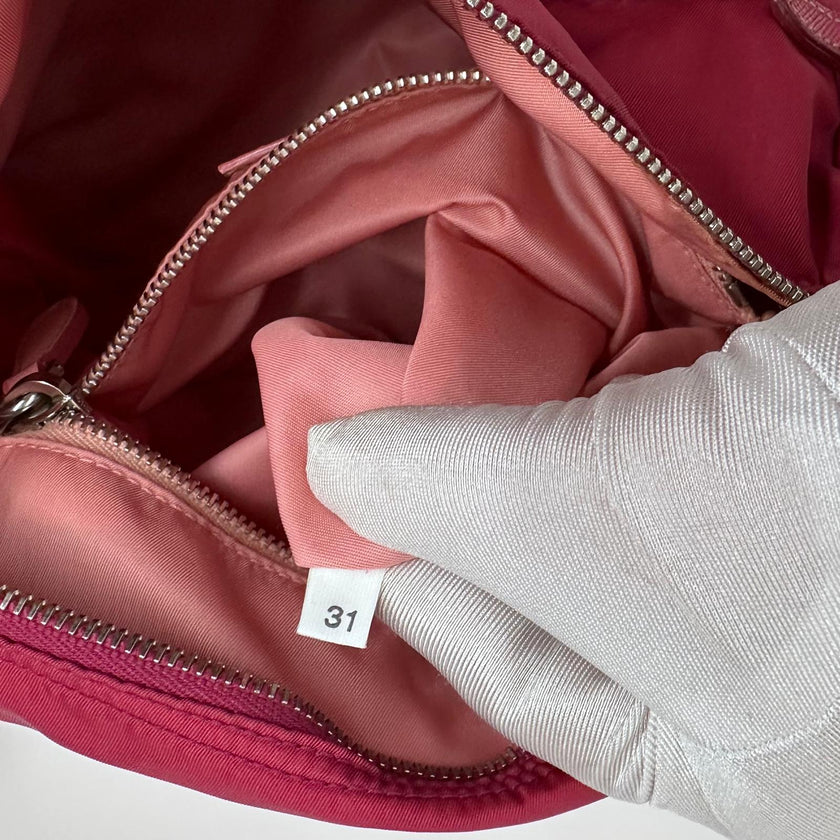 Prada borsa tracolla messenger Tessuto + Saffiano fucsia