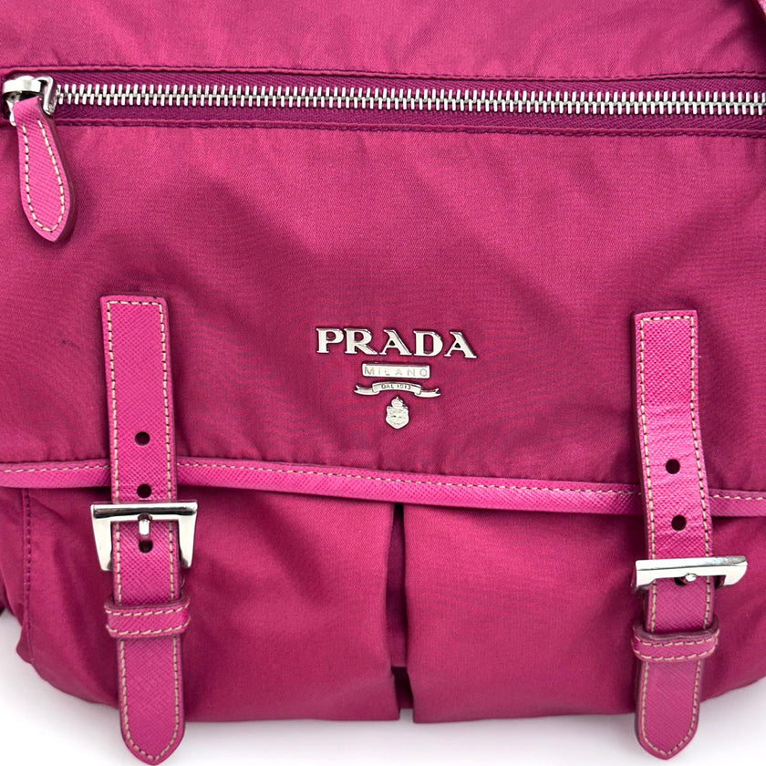 Prada borsa tracolla messenger Tessuto + Saffiano fucsia