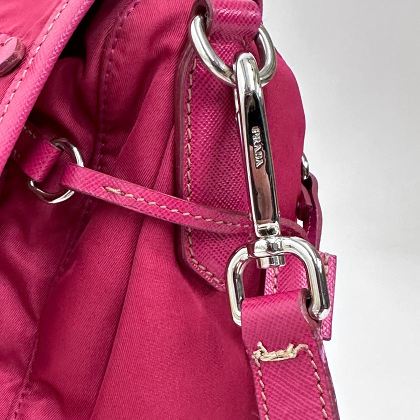 Prada borsa tracolla messenger Tessuto + Saffiano fucsia