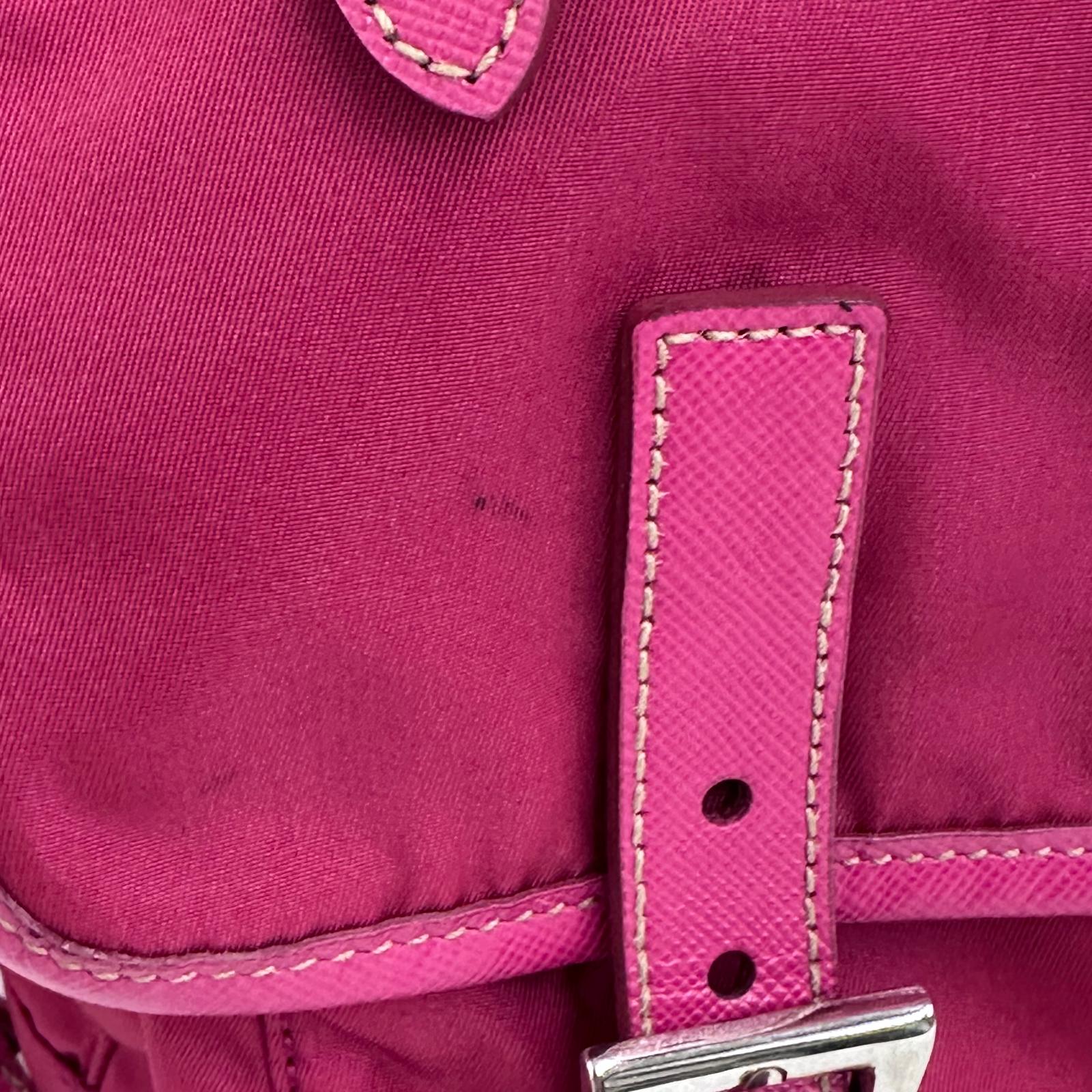 Prada borsa tracolla messenger Tessuto + Saffiano fucsia