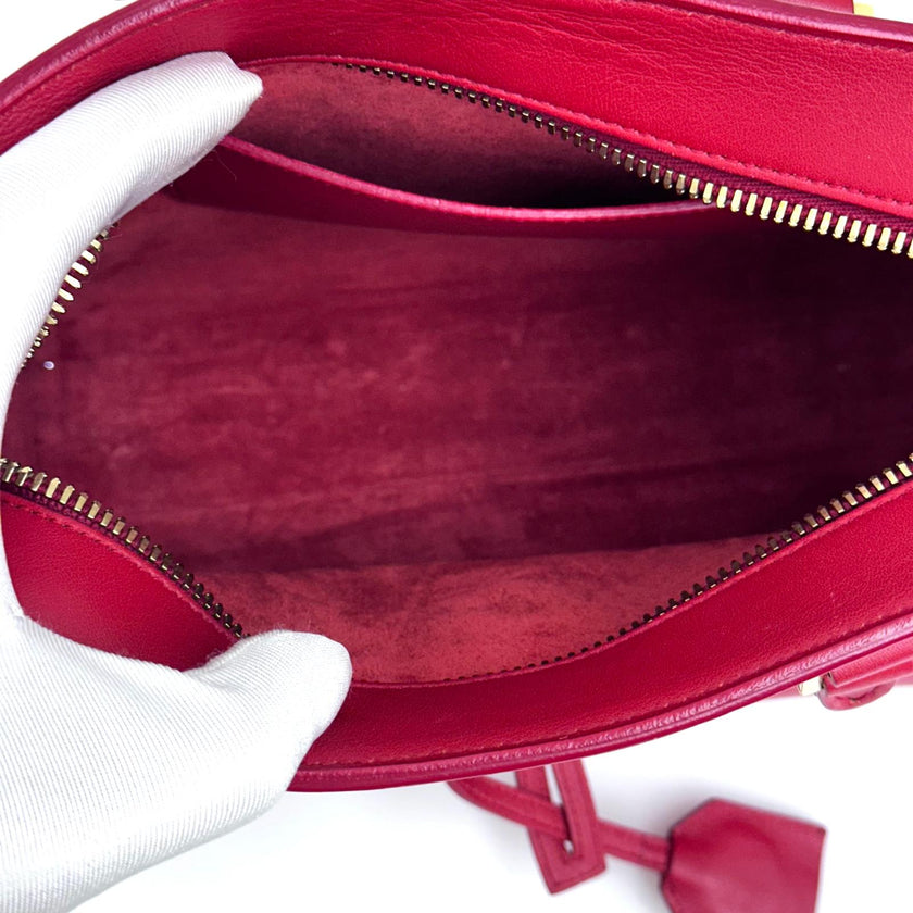 Saint Laurent Borsa Baby Cabas in pelle rossa con finiture dorate