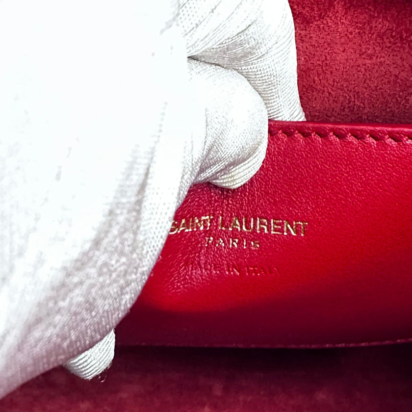 Saint Laurent Borsa Baby Cabas in pelle rossa con finiture dorate