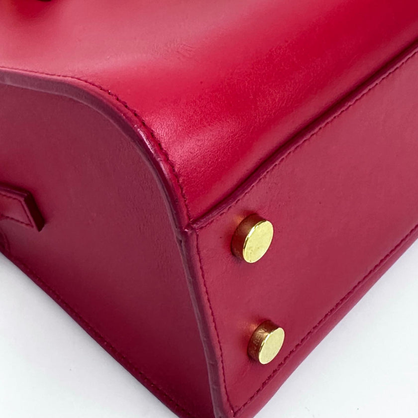 Saint Laurent Borsa Baby Cabas in pelle rossa con finiture dorate