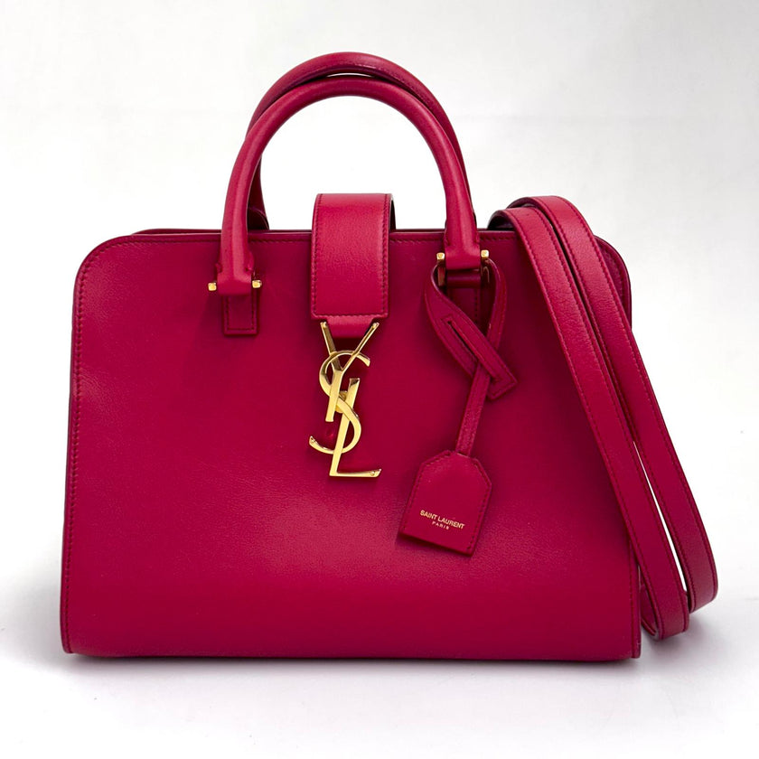 Saint Laurent Borsa Baby Cabas in pelle rossa con finiture dorate