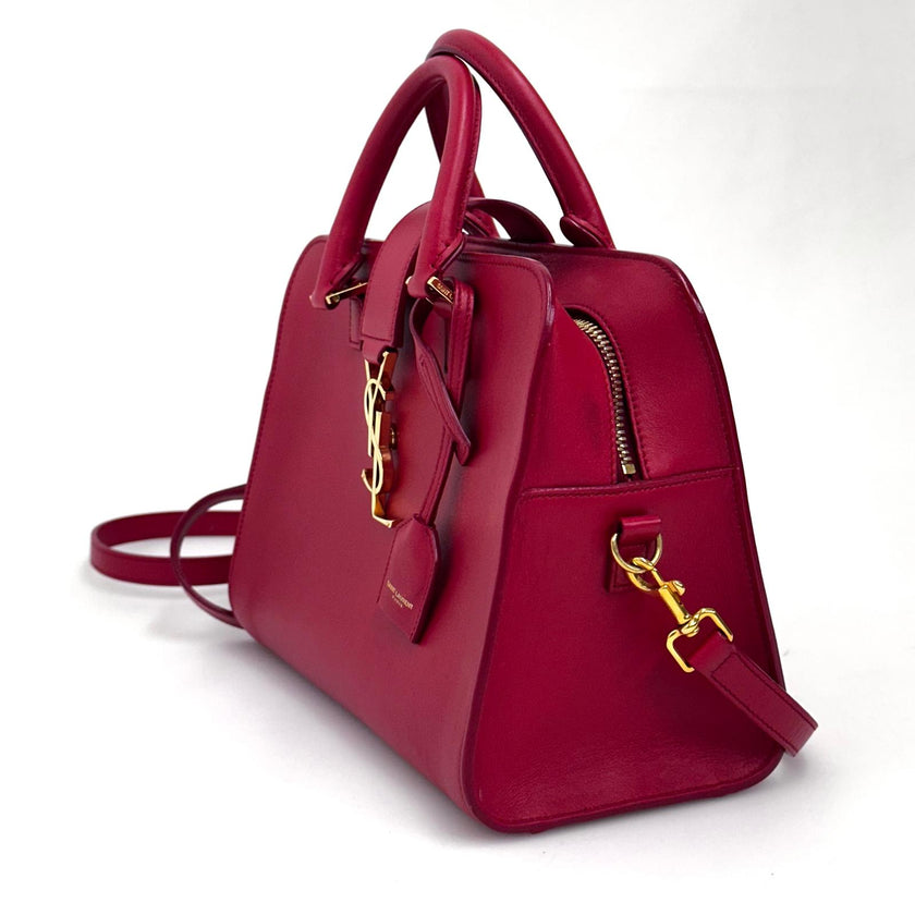 Saint Laurent Borsa Baby Cabas in pelle rossa con finiture dorate