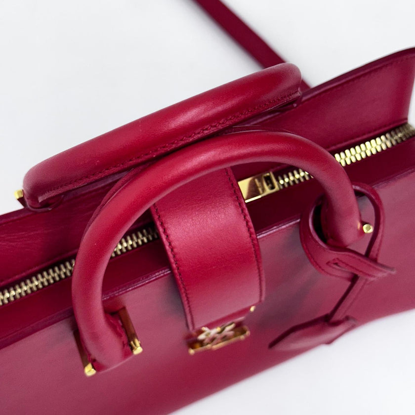 Saint Laurent Borsa Baby Cabas in pelle rossa con finiture dorate