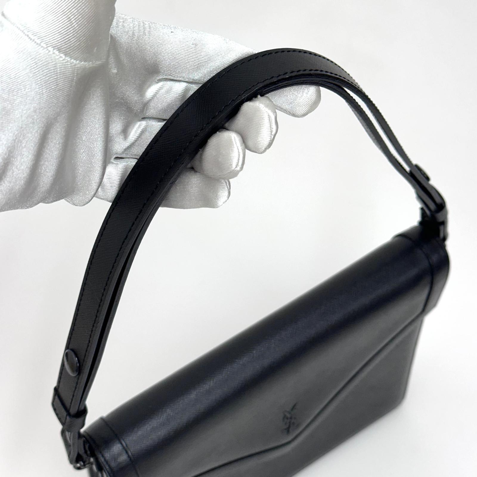 Saint Laurent Borsa Cassandre Vintage a spalla in pelle Saffiano nera