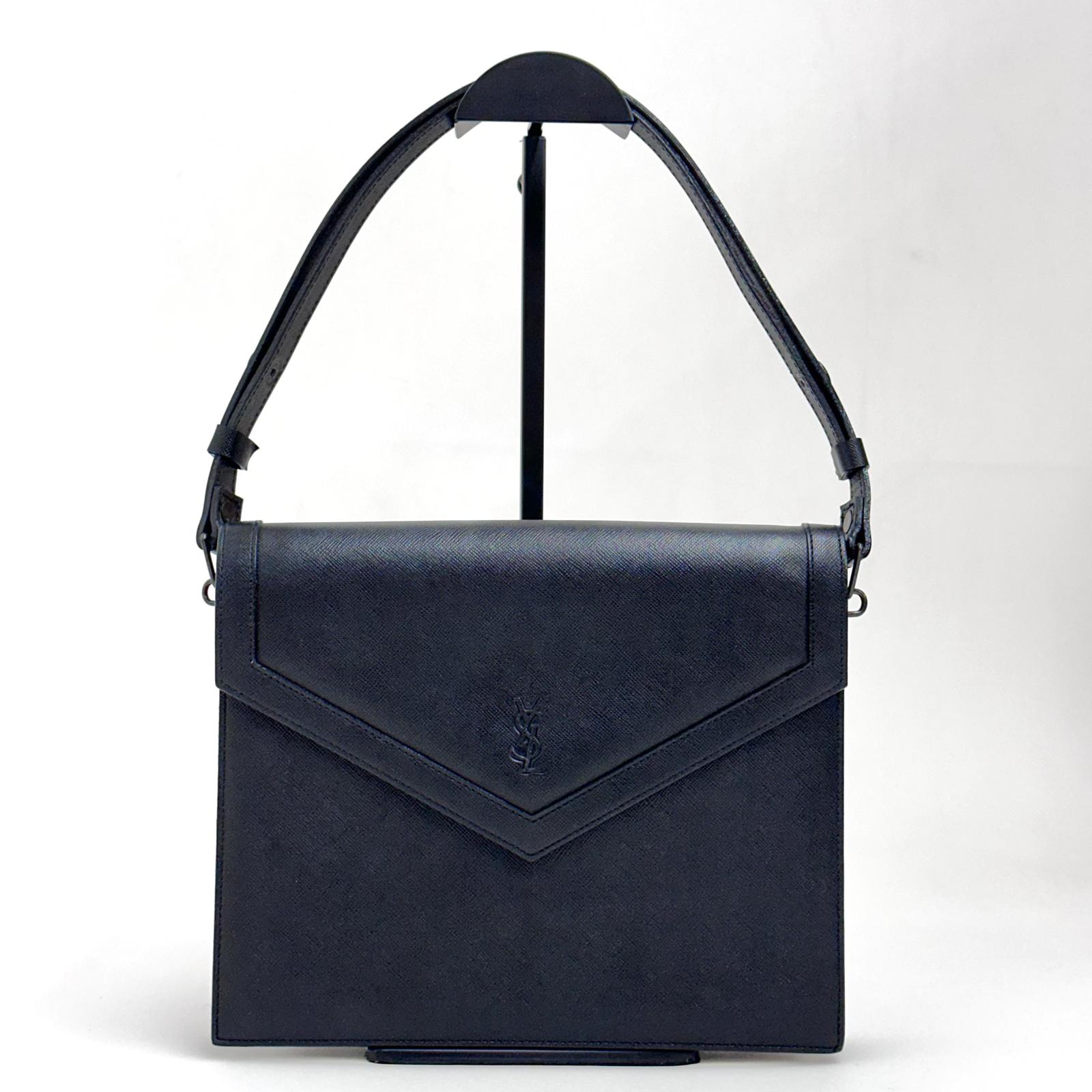 Saint Laurent Borsa Cassandre Vintage a spalla in pelle Saffiano nera