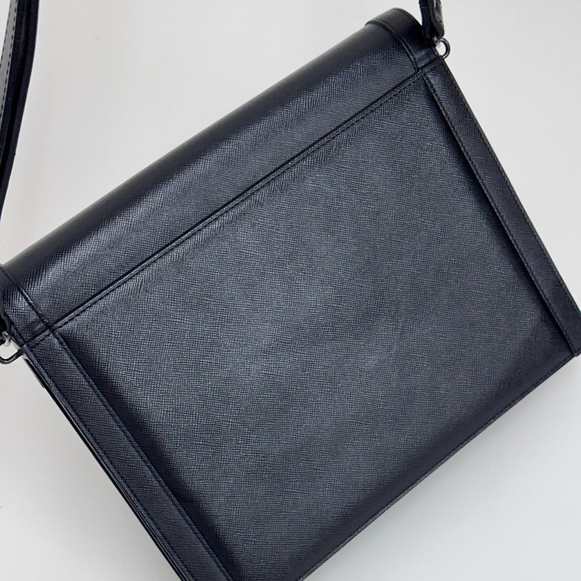 Saint Laurent Borsa Cassandre Vintage a spalla in pelle Saffiano nera