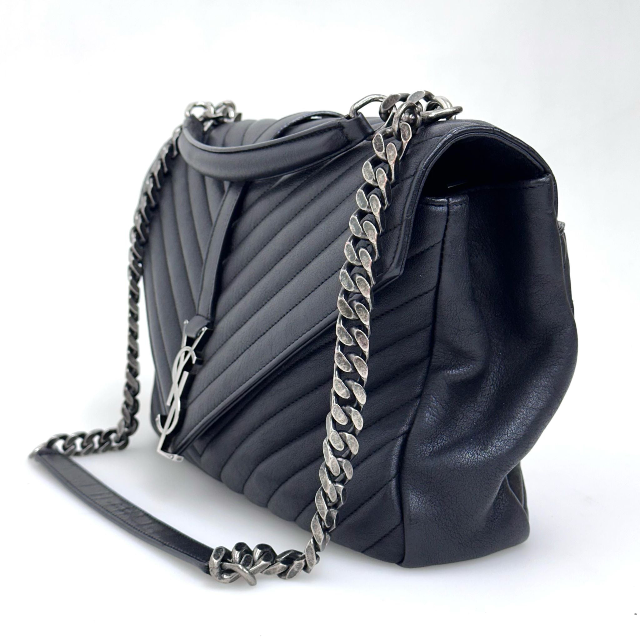Saint Laurent Borsa College Large Matelassé Nero
