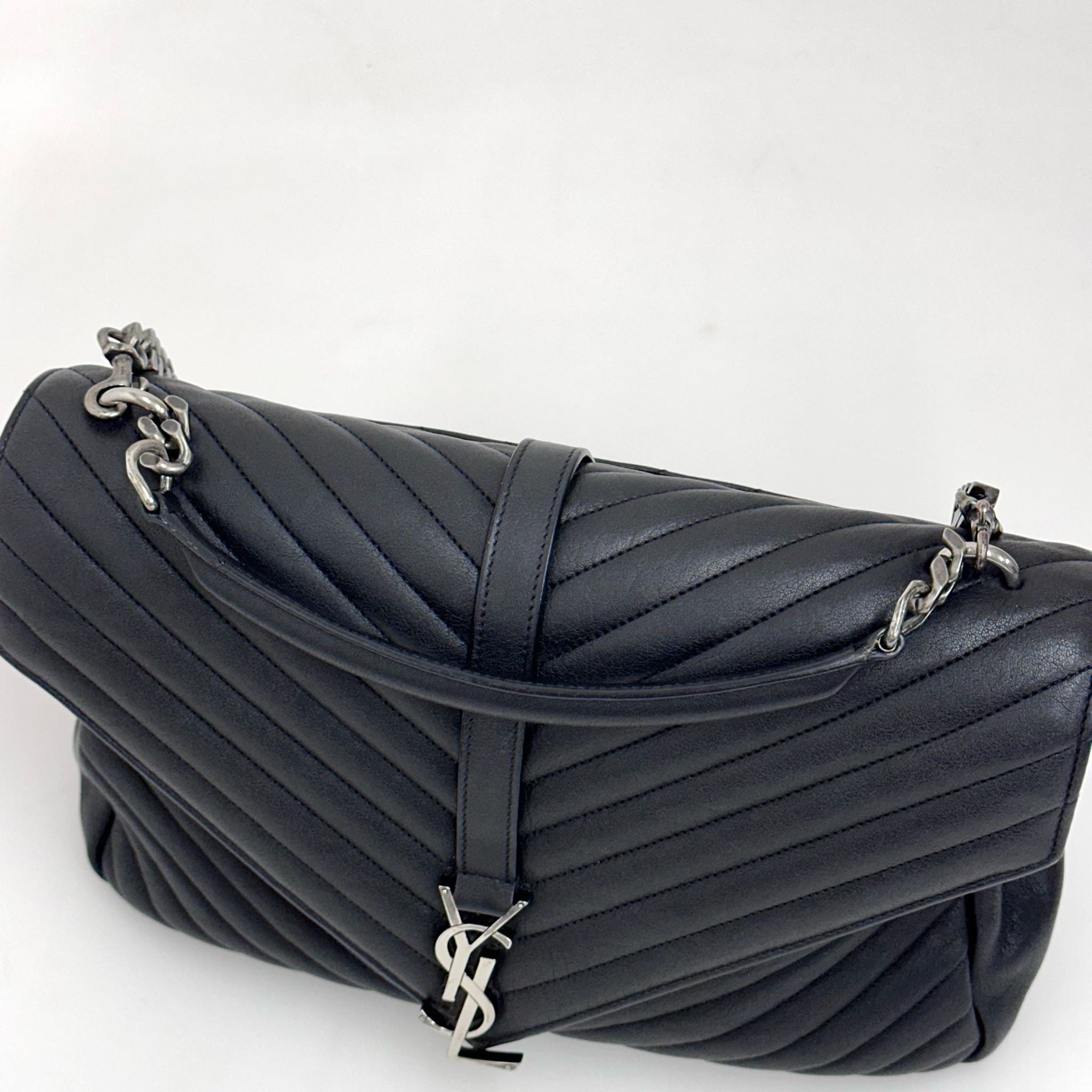Saint Laurent Borsa College Large Matelassé Nero