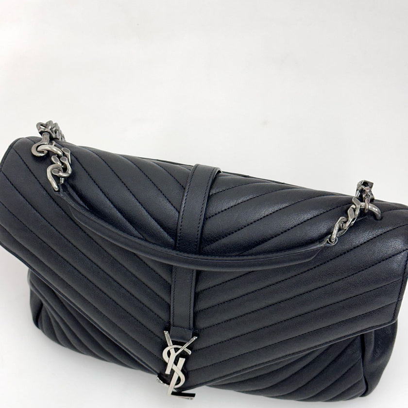 Saint Laurent Borsa College Large Matelassé Nero