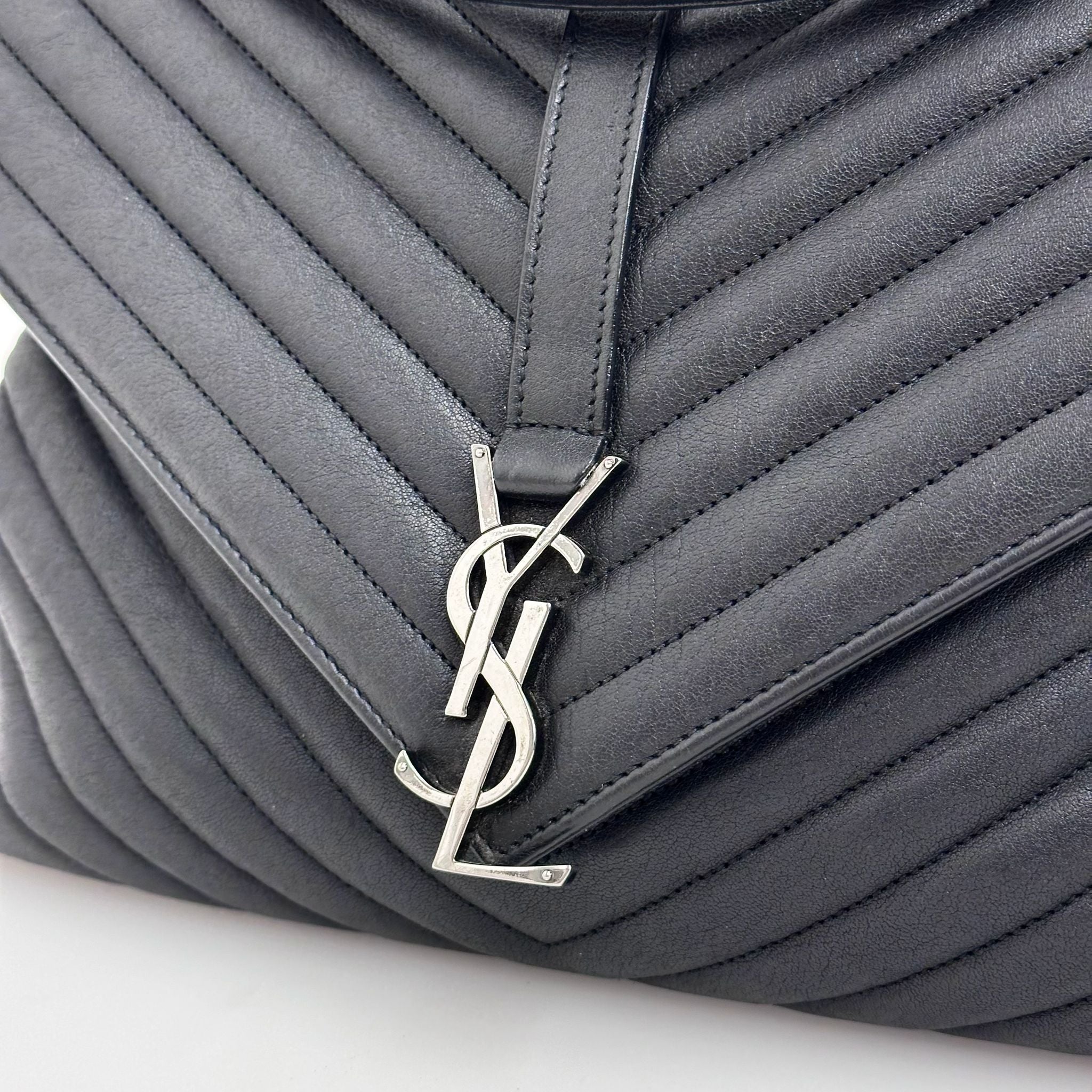 Saint Laurent Borsa College Large Matelassé Nero