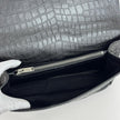 Saint Laurent Borsa College Large in pelle stampa cocco nera con catena argento