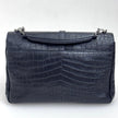 Saint Laurent Borsa College Large in pelle stampa cocco nera con catena argento