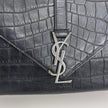 Saint Laurent Borsa College Large in pelle stampa cocco nera con catena argento
