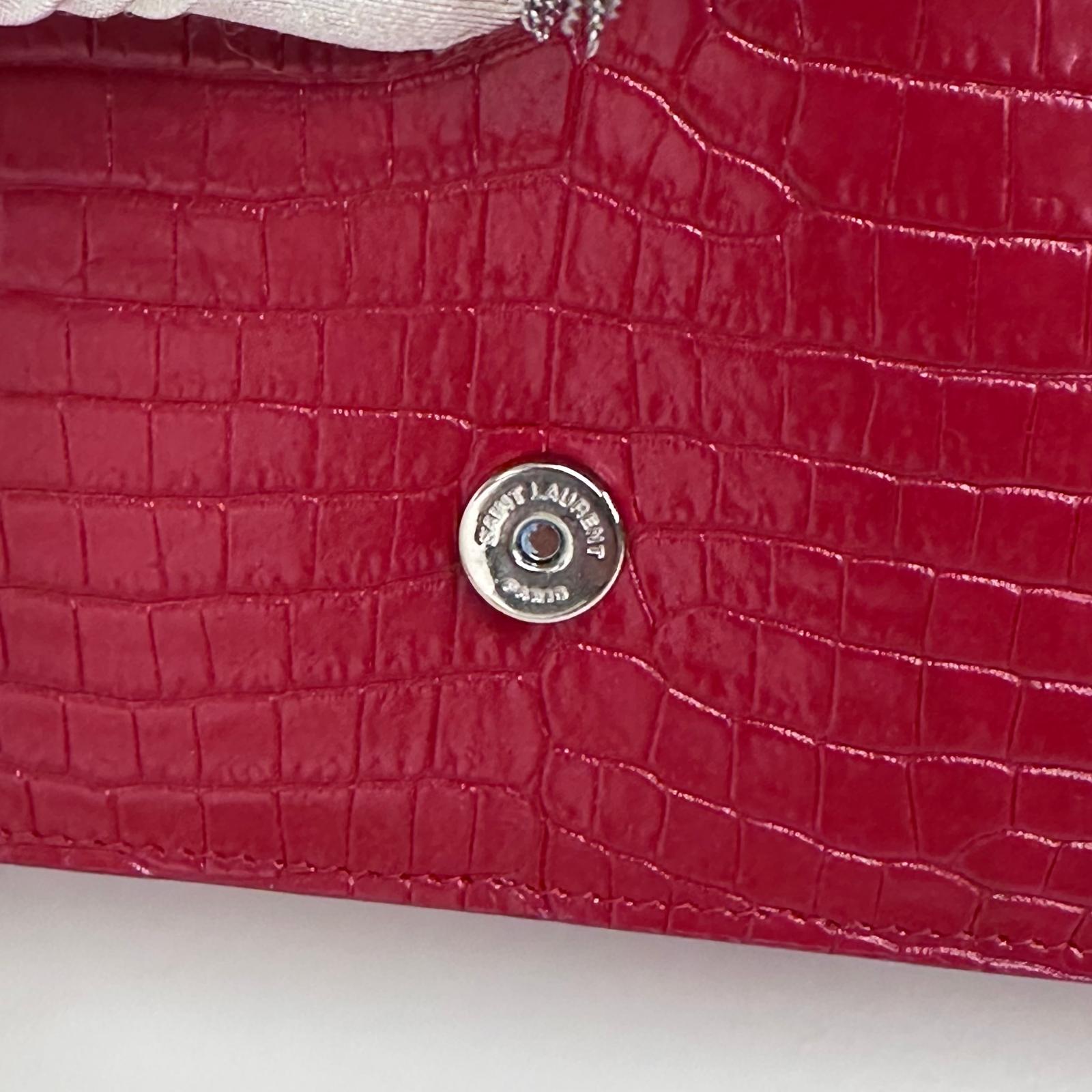 Saint Laurent Borsa Kate Wallet on Chain Croco Rossa