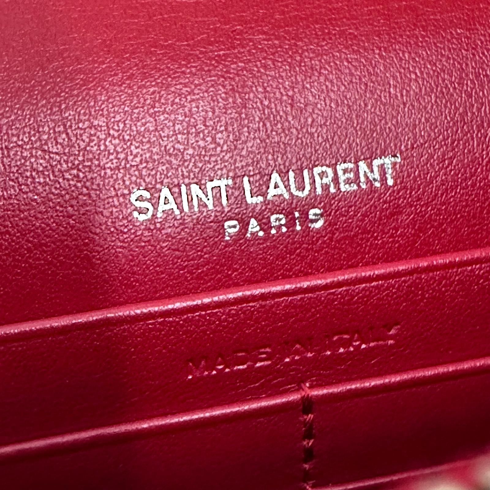 Saint Laurent Borsa Kate Wallet on Chain Croco Rossa