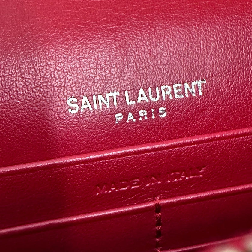 Saint Laurent Borsa Kate Wallet on Chain Croco Rossa