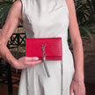 Saint Laurent Borsa Kate Wallet on Chain Croco Rossa