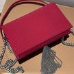 Saint Laurent Borsa Kate Wallet on Chain Croco Rossa