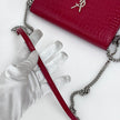 Saint Laurent Borsa Kate Wallet on Chain Croco Rossa