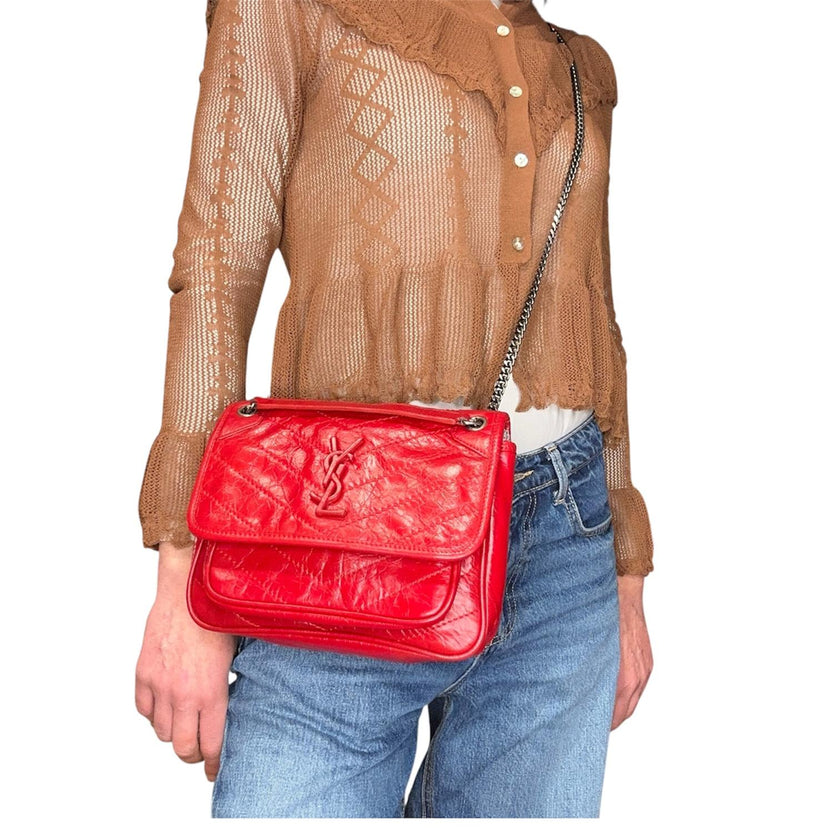 Saint Laurent Borsa Niki Baby rossa in pelle rossa
