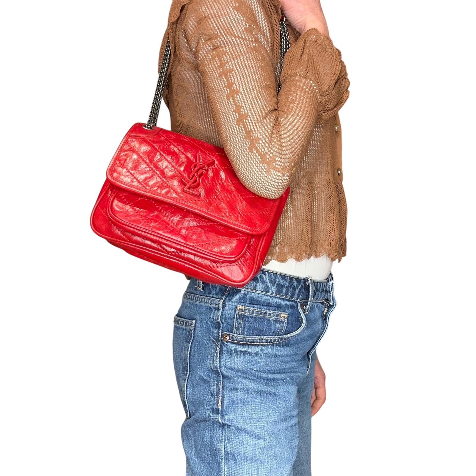 Saint Laurent Borsa Niki Baby rossa in pelle rossa