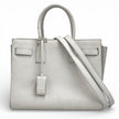 Saint Laurent Borsa Sac de Jour Baby in pelle martellata bianca