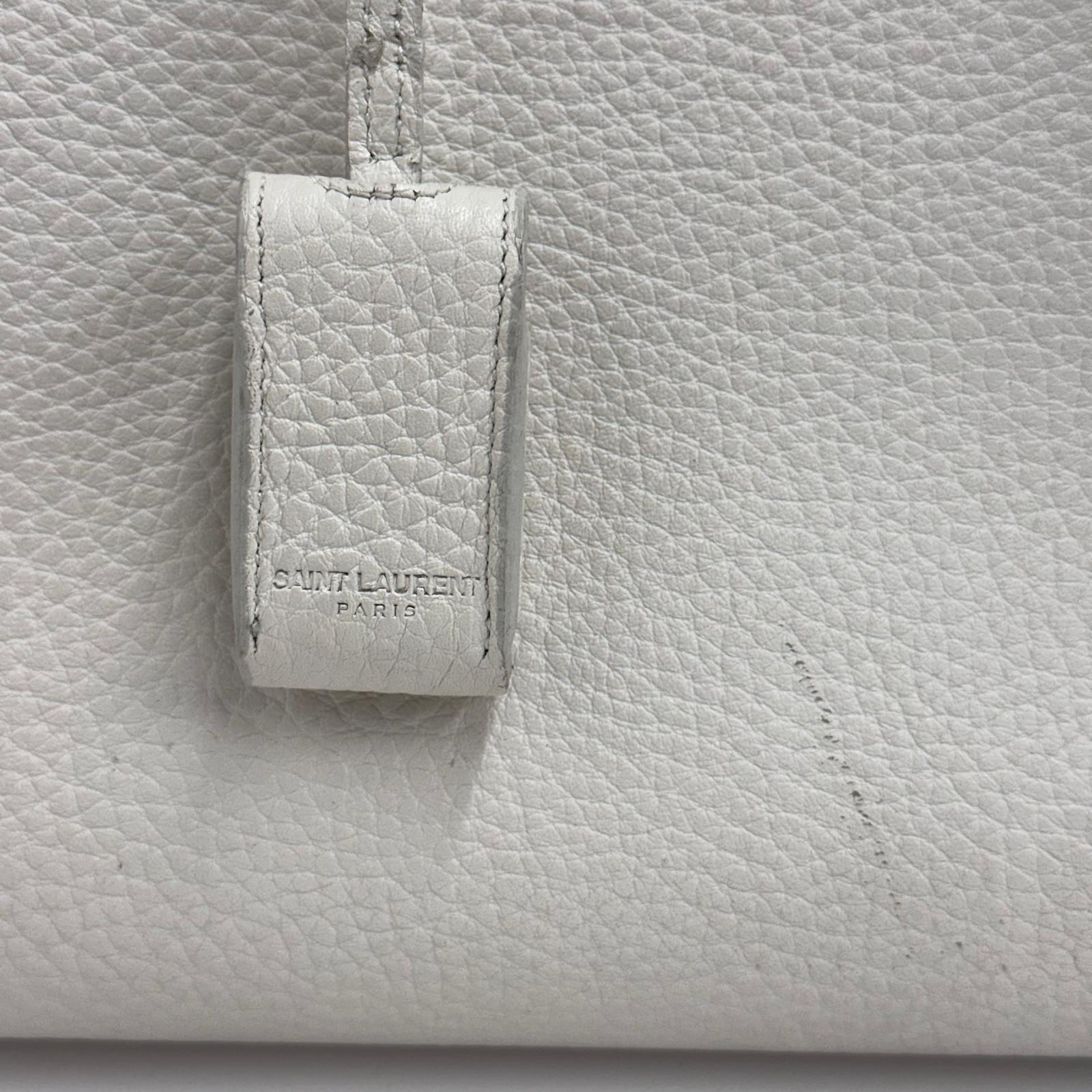 Saint Laurent Borsa Sac de Jour Baby in pelle martellata bianca