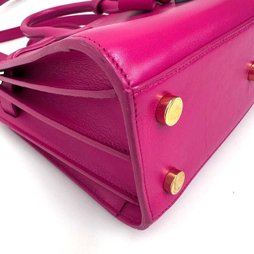Saint Laurent Borsa Sac de Jour Nano in Pelle Fucsia