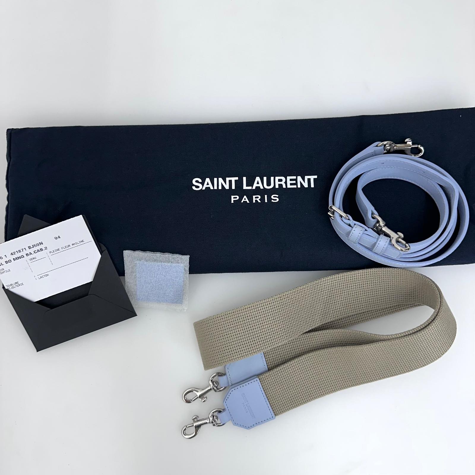 Saint Laurent Borsa a Mano e Tracolla Cabas 2 Baby Azzurro Polvere