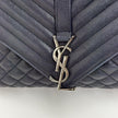 Saint Laurent Borsa a Spalla College Large in Pelle Trapuntata Blu Navy