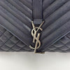 Saint Laurent Borsa a Spalla College Large in Pelle Trapuntata Blu Navy